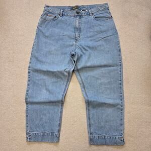 Eddie Bauer 18 Denim Capri Cropped Mom Jeans Flat Front High Rise Blue